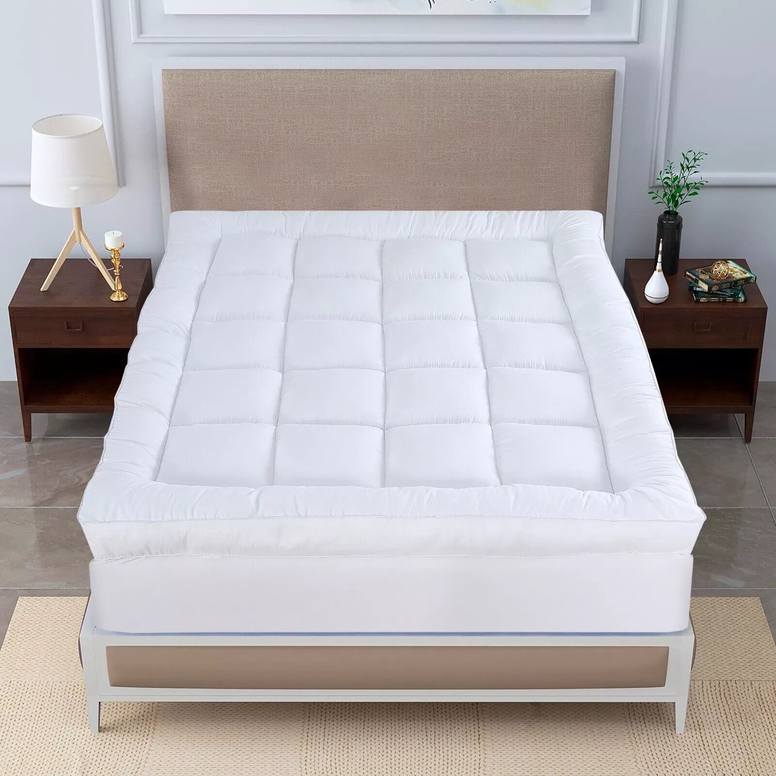 4 Inches Thick Mattress Topper Quilted Cooling Mattress Topper Pad